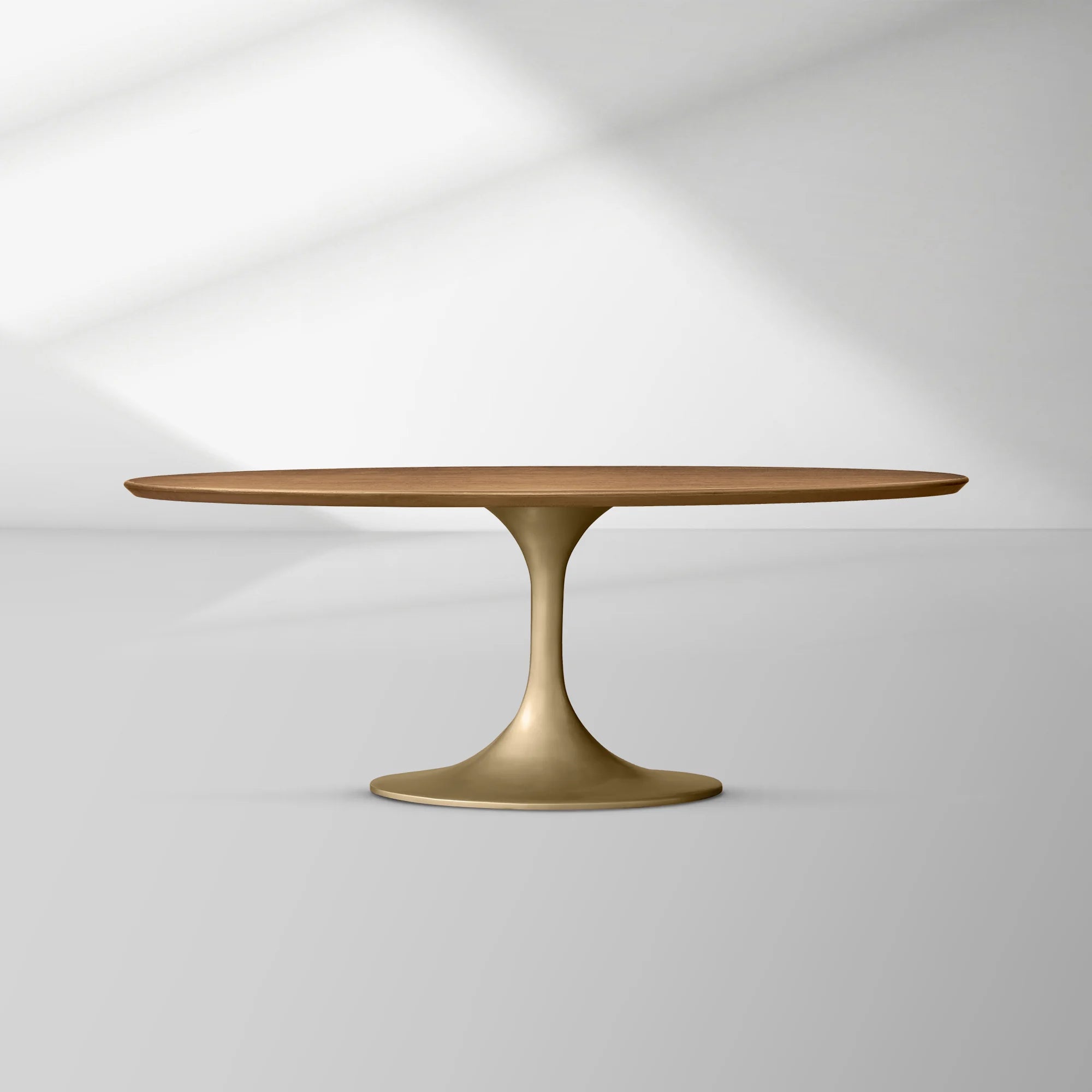 Aero Oval Oak Dining Table with Cast Steel Pedestal Base
