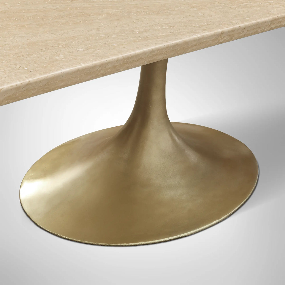 Aero Rectangular Stone Dining Table with Marble Top and Cast Steel Base