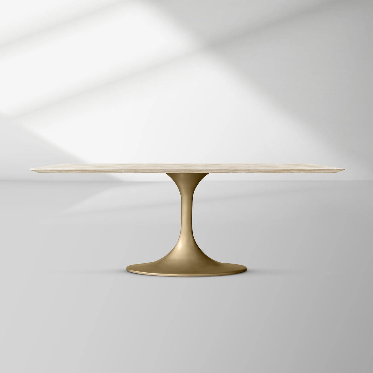 Aero Rectangular Stone Dining Table with Marble Top and Cast Steel Base
