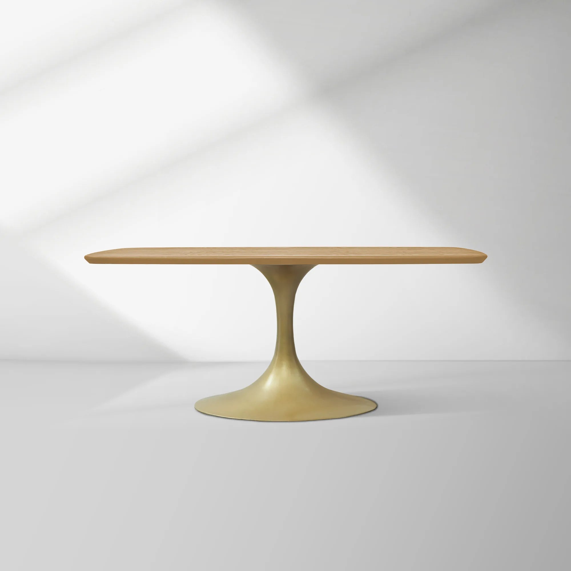 Aero Solid Oak Top Dining Table Tulip Rectangular Dining Table with Launette Base