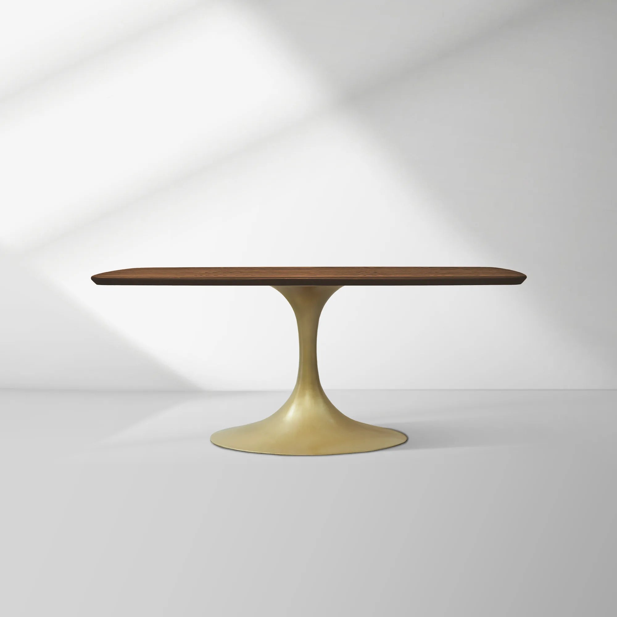 Aero Solid Oak Top Dining Table Tulip Rectangular Dining Table with Launette Base
