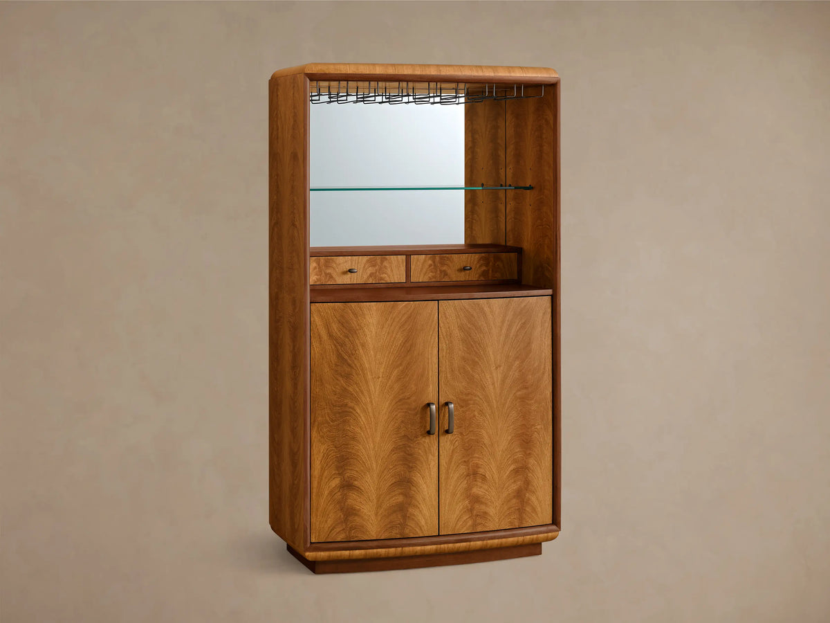 Palma Wood Bar Cabinet Home Bar Wine and Glassware Storage