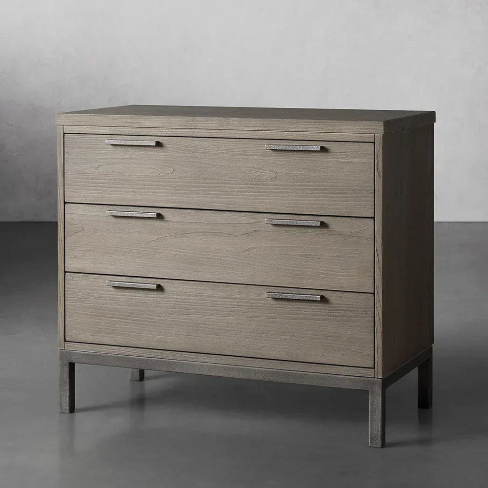 Palmer Large Nightstand Wood Nightside Table Bedroom 3 Drawer Cabinet