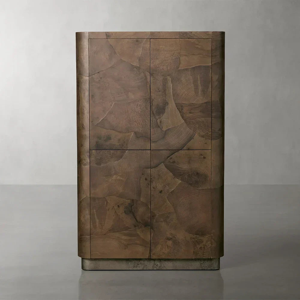 Polanco Wood Tall Storage Cabinet Large Sideboard With Two Spacious Drawers