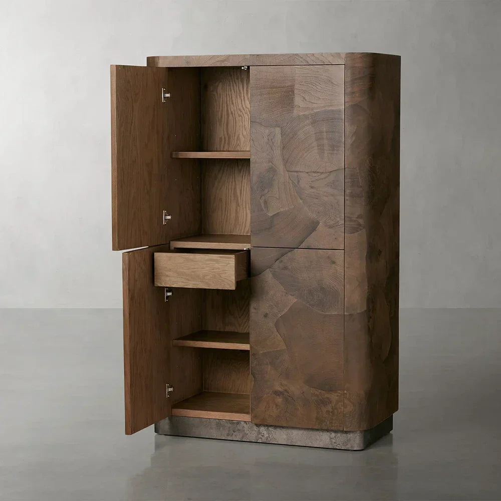 Polanco Wood Tall Storage Cabinet Large Sideboard With Two Spacious Drawers