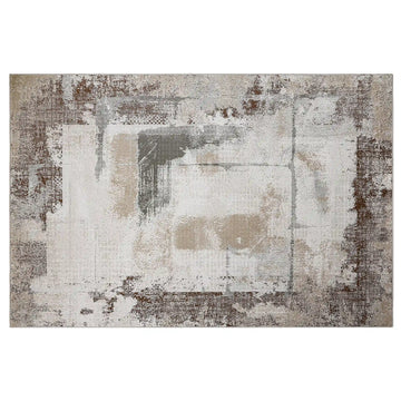 Puxina Soft Block Textured Area Rug with Distressed Artistic Block Style Carpet