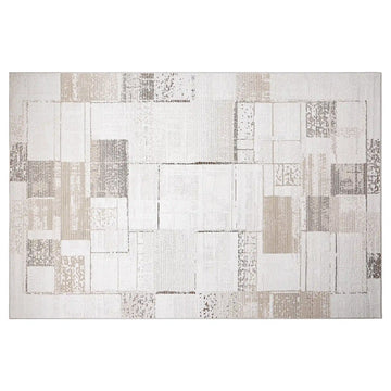 Puxina Subtle Grid Linear Neutral Area Rug with Minimalist & Versatile Carpet Subtle Patchwork Grid Style