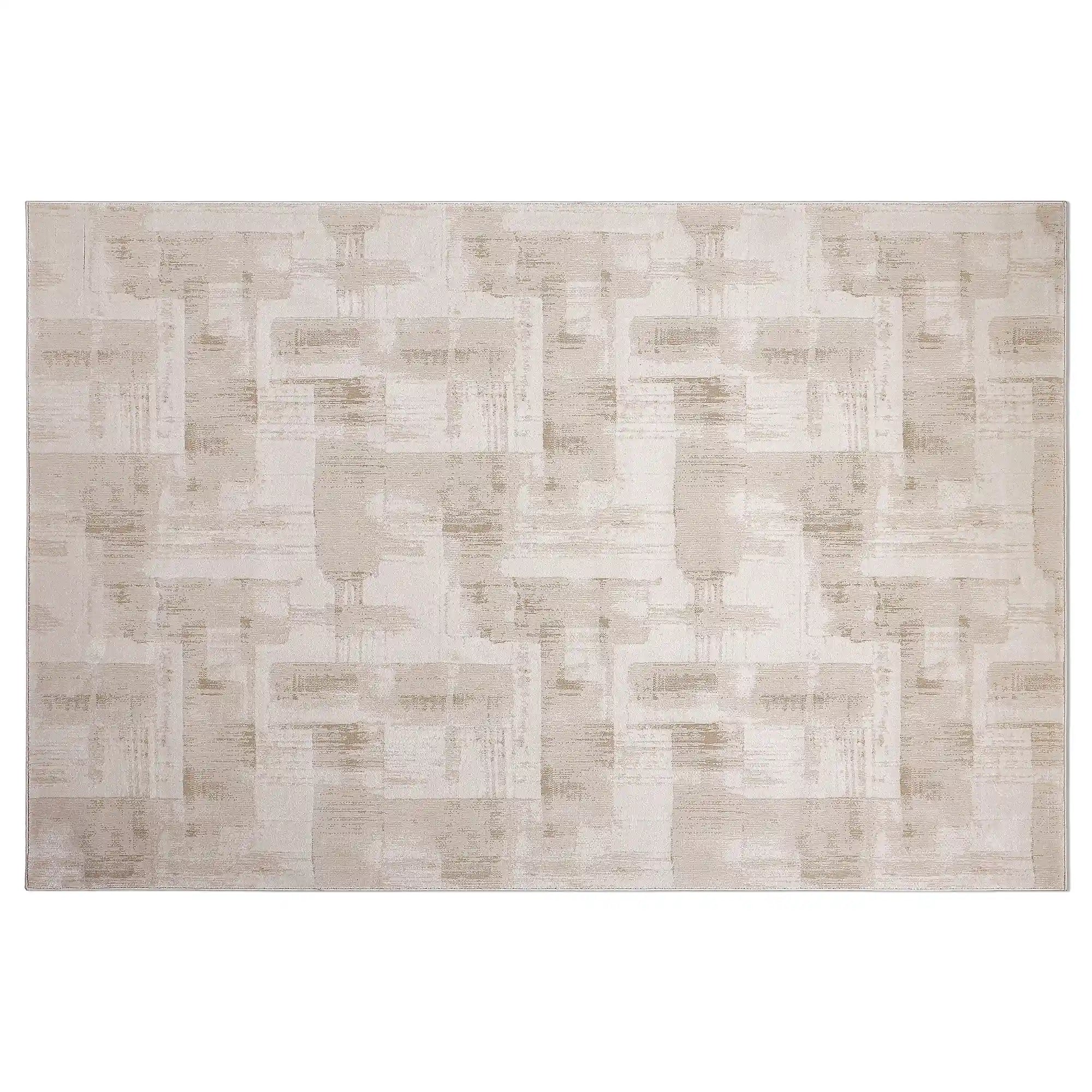 Shanluan Layered Horizon Abstract Neutral Area Rug Natural Breathable Feel & Minimalist Warm Ambiance Carpet