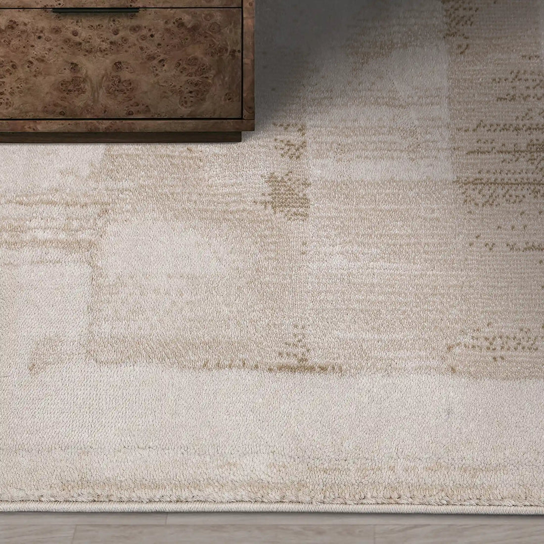 Shanluan Layered Horizon Abstract Neutral Area Rug Natural Breathable Feel & Minimalist Warm Ambiance Carpet