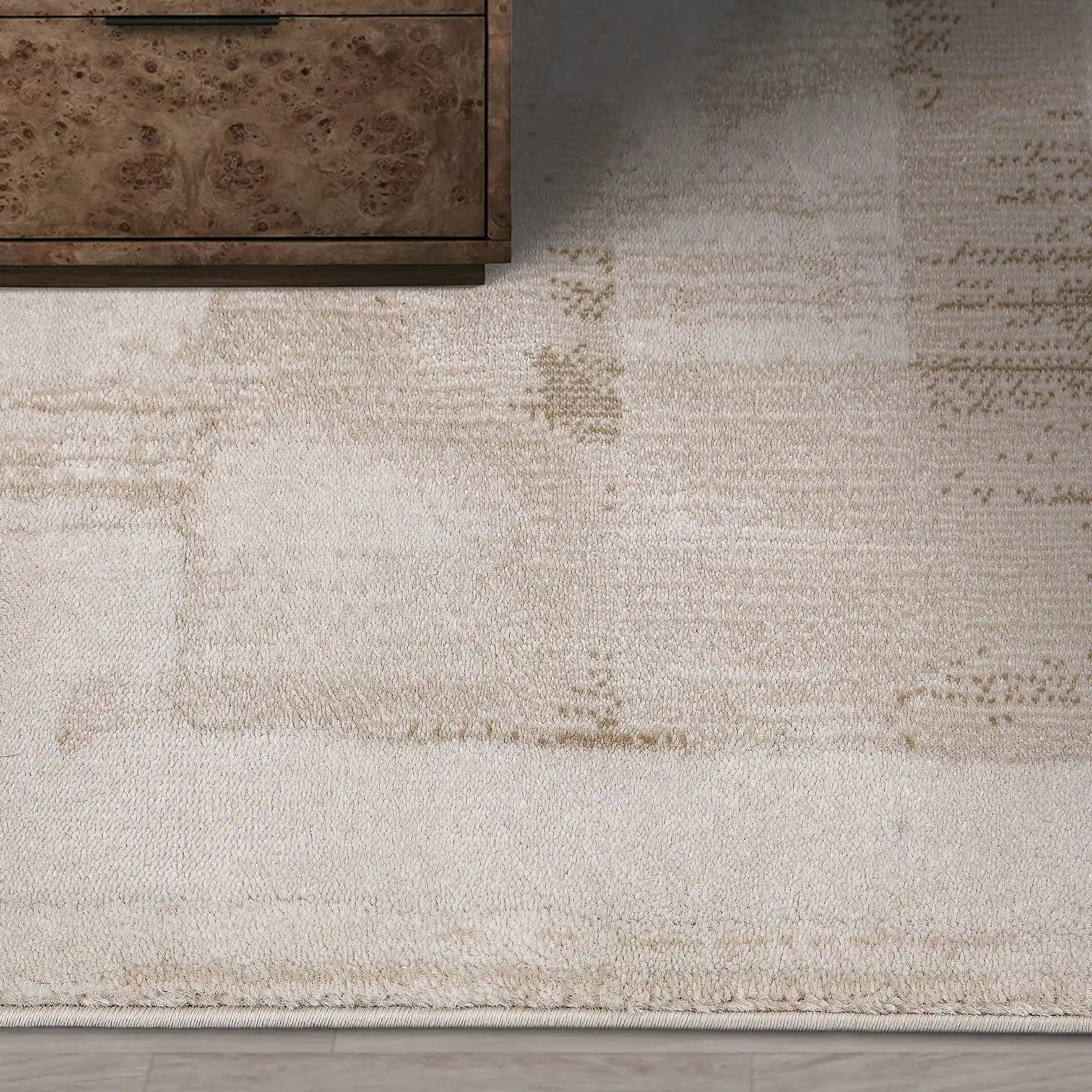 Shanluan Layered Horizon Abstract Neutral Area Rug Natural Breathable Feel & Minimalist Warm Ambiance Carpet