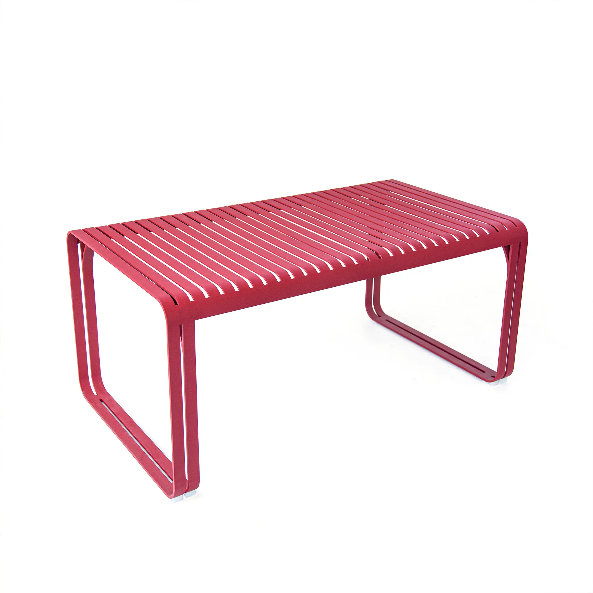 Striped Aluminum Outdoor Dining Set with Sand Surface Red Finish