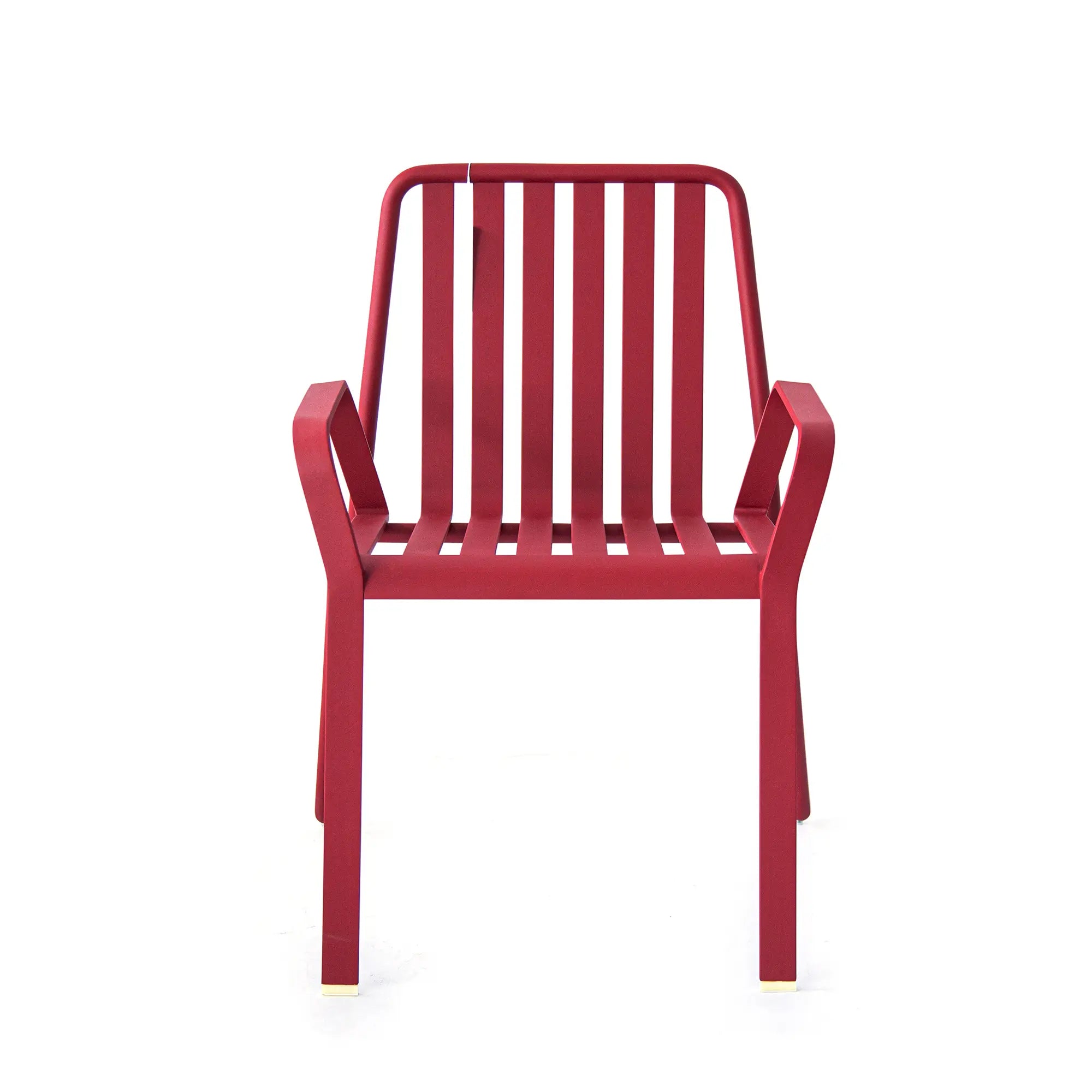 Striped Aluminum Outdoor Dining Set with Sand Surface Red Finish