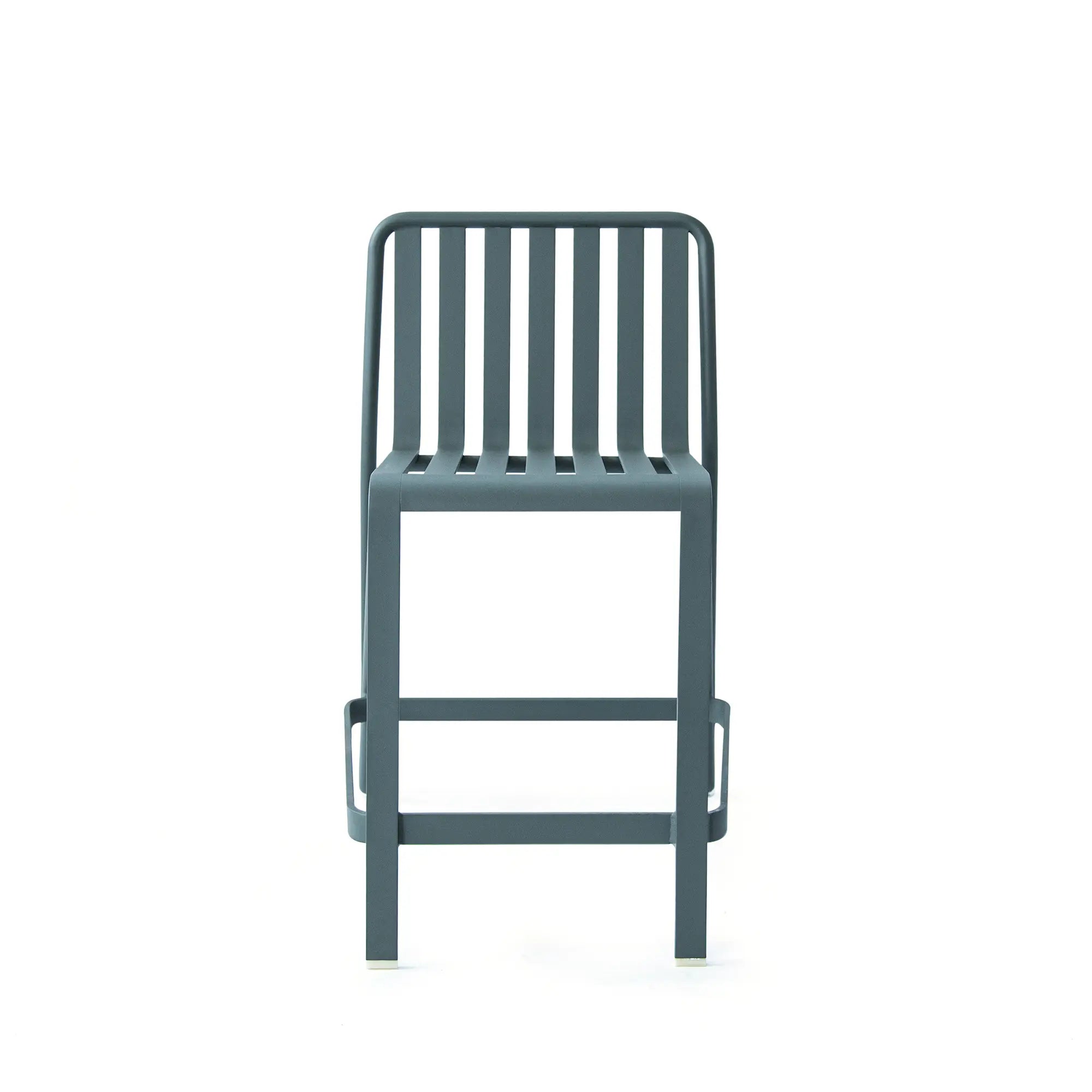 Striped Aluminum Outdoor Bar Set in Rosemary Green Finish