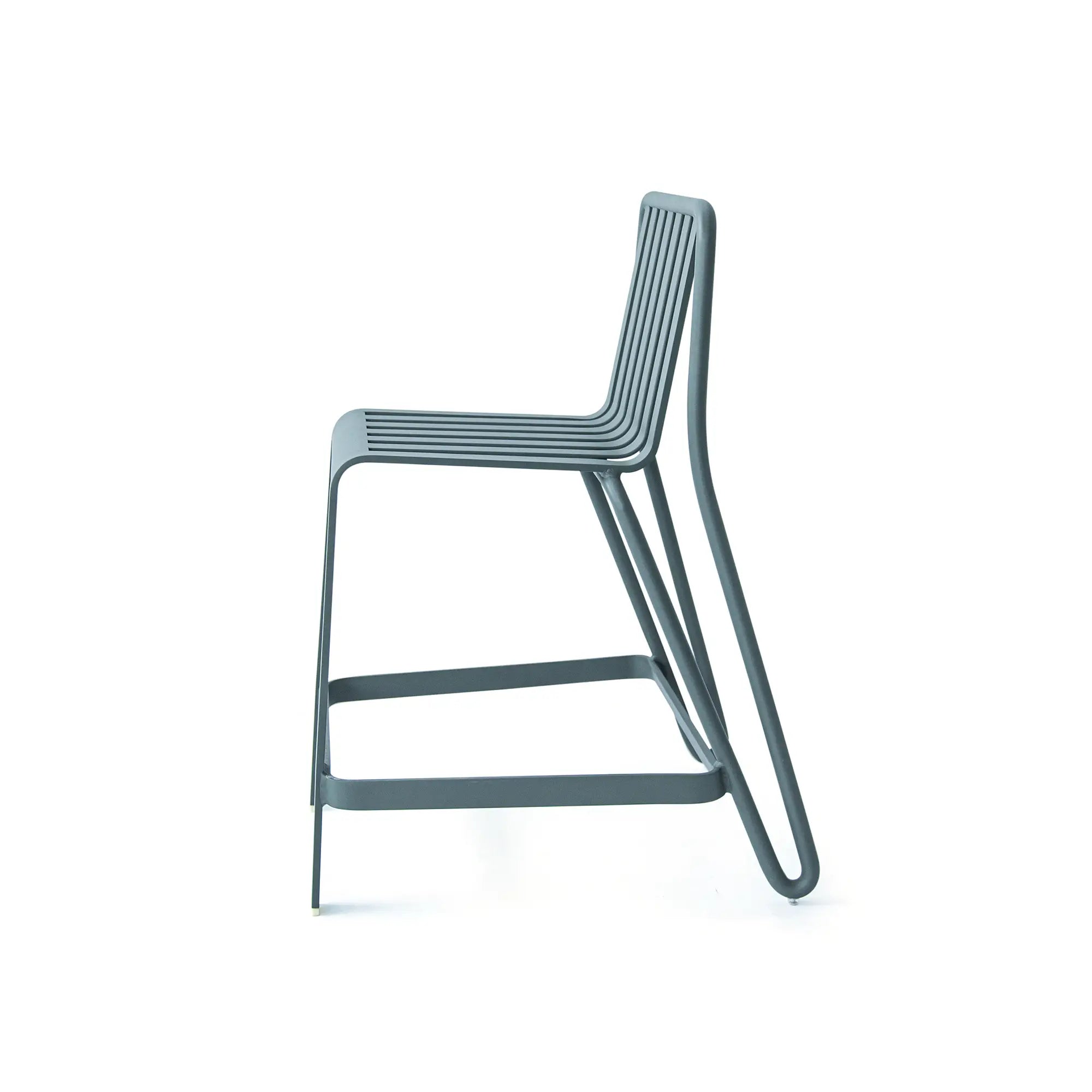 Striped Aluminum Outdoor Bar Set in Rosemary Green Finish