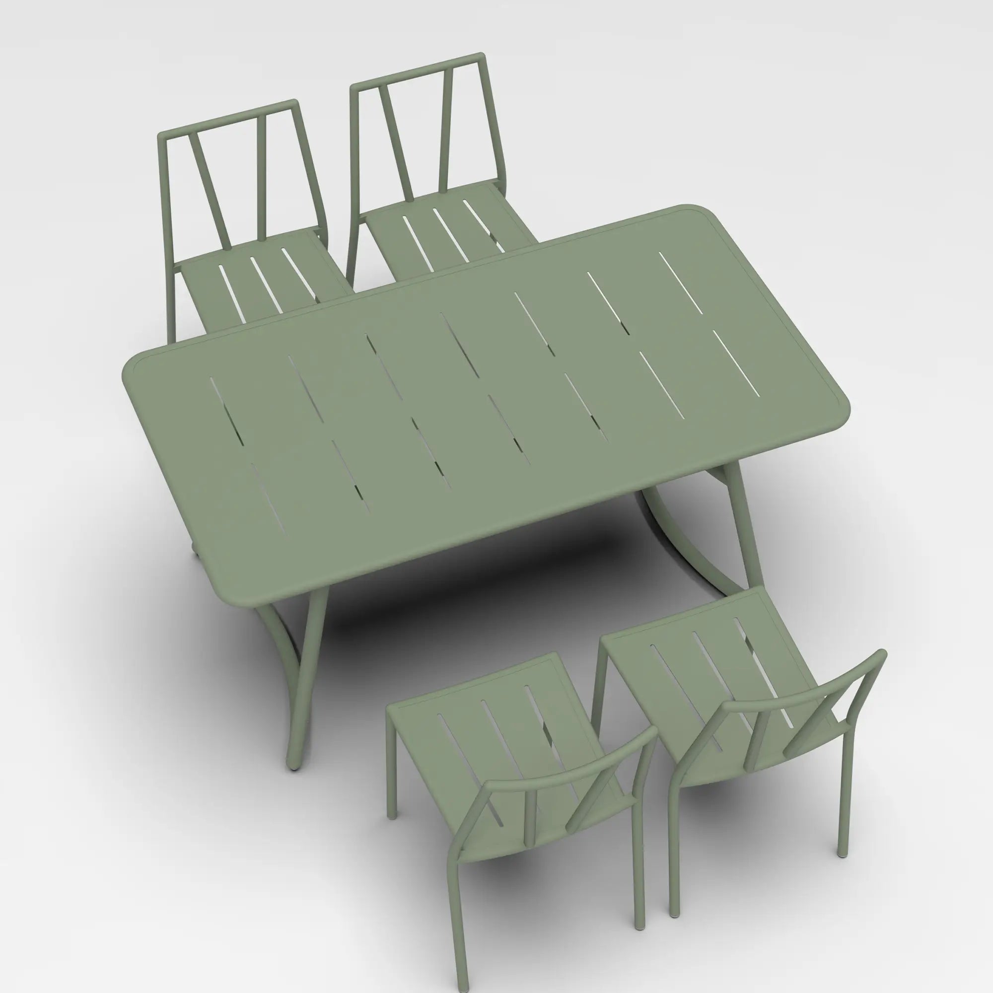 Victory Aluminum Outdoor Dining Set with Cactus Green Finish