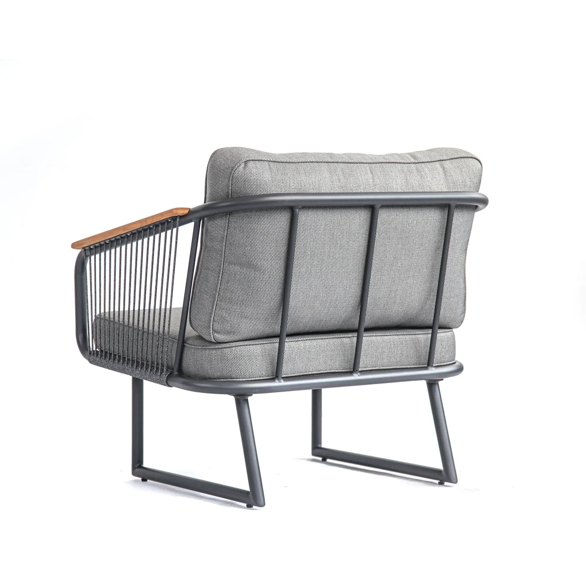 Fly Rope Accent Aluminum Outdoor Lounge Sofa in Carbon Black