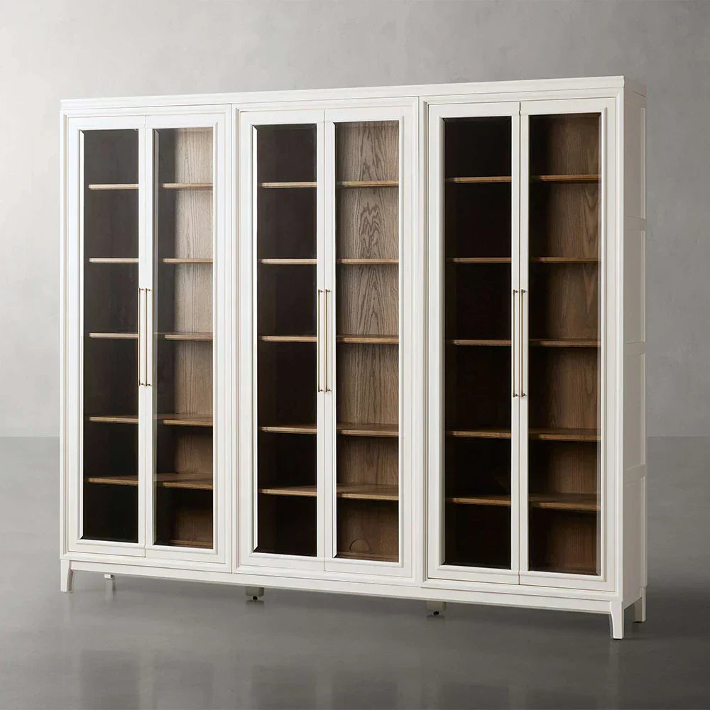 Rowan Modular Wood Tall Display Cabinet With Glass Doors