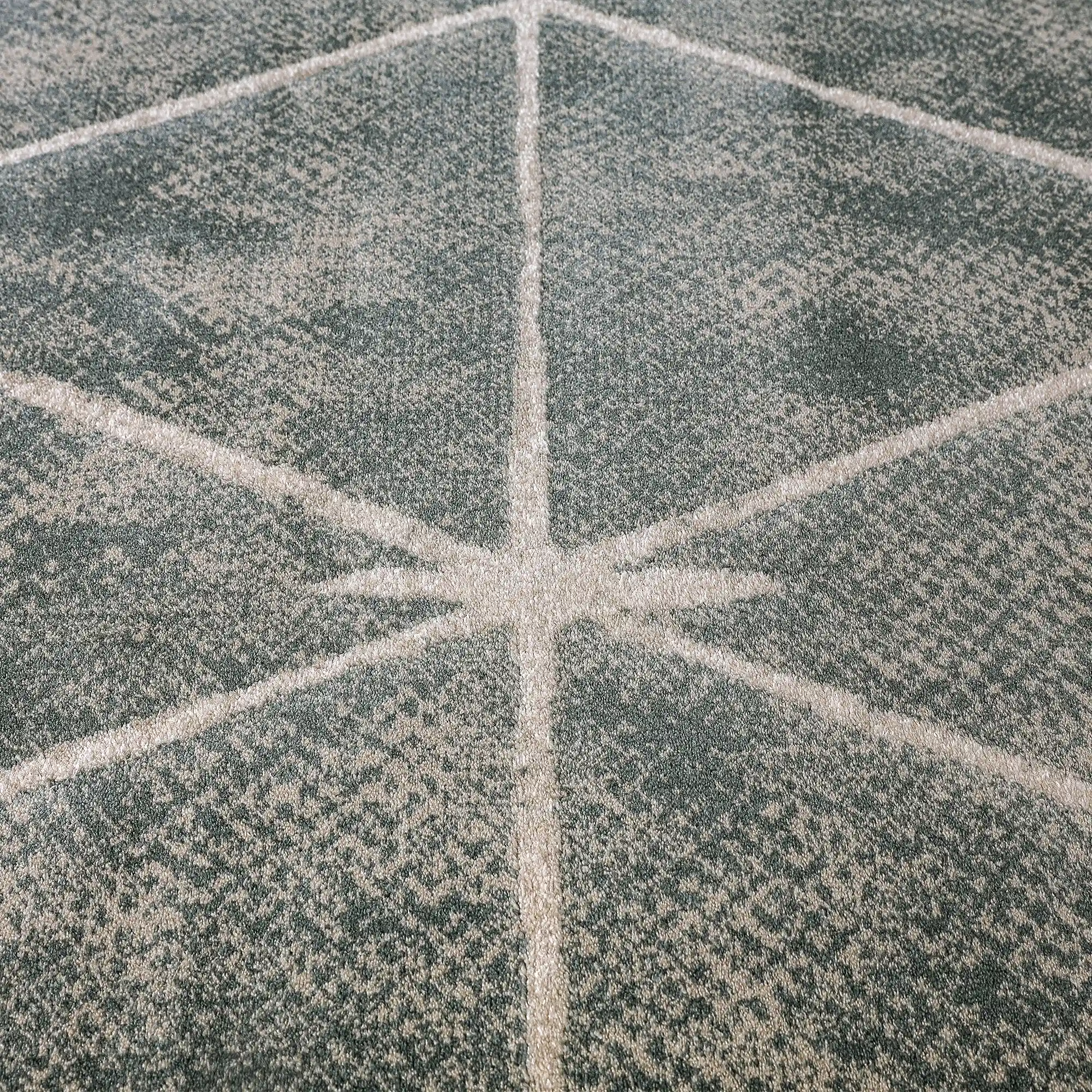 Torino Faceted Grid Abstract Neutral Area Rug with a Sense of Order & Design Carpet Modern Geometric Starburst Style
