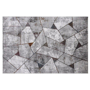 Torino Fragmented Facet Geometric Abstract Neutral Area Rug Modern Industrial Distressed Geometric Style Carpet