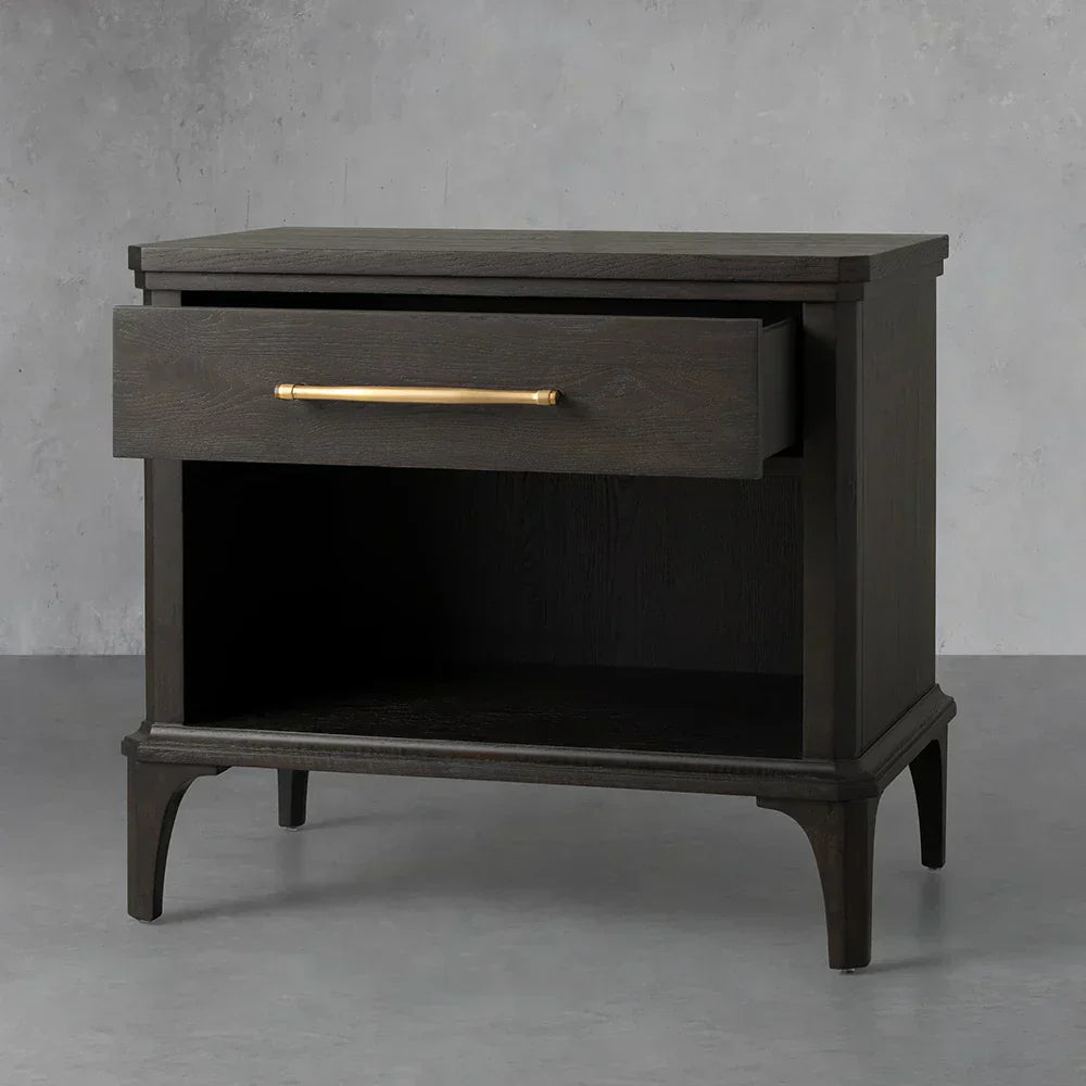 St. Martin Open Oak Nightstand Traditional Bedside table with Soft-Close Drawer