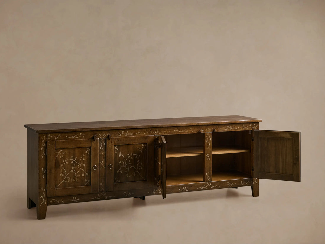 Stefania Wood 4 Door Buffet Sideboard Dining Room Storage Cabinet