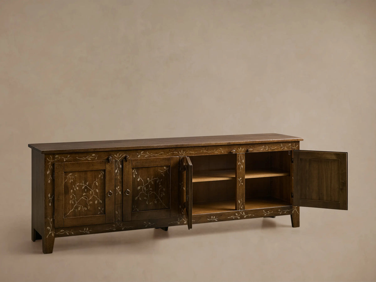 Stefania Wood 4 Door Buffet Sideboard Dining Room Storage Cabinet