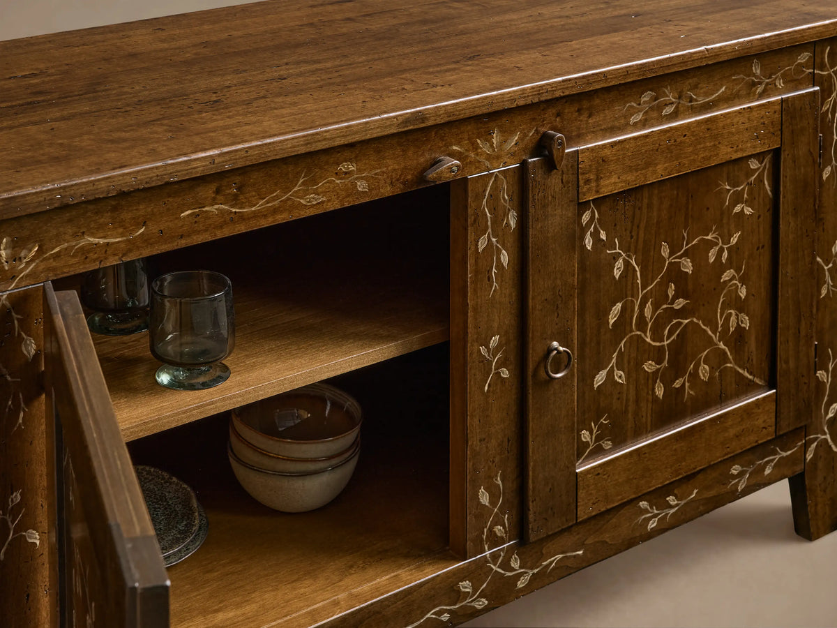 Stefania Wood 4 Door Buffet Sideboard Dining Room Storage Cabinet