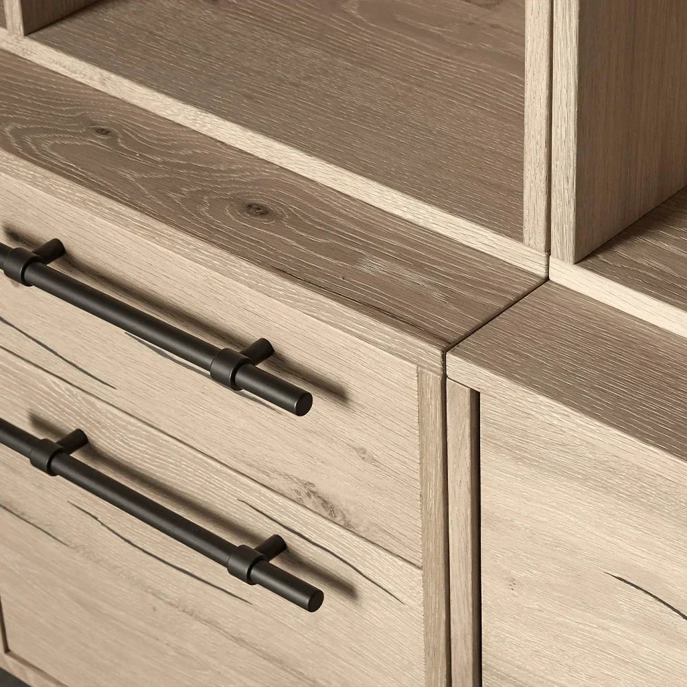 Sullivan Large Modular Bookcase Wood Living Room Tall Cabinet with File Drawers