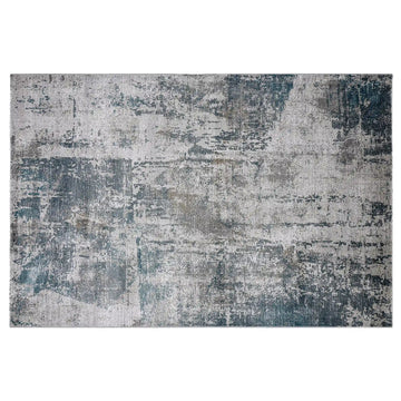 Torino Layered Brushfield Blue Grey Area Rug Retro & Relaxed Feel Carpet Modern Vintage Distressed Style