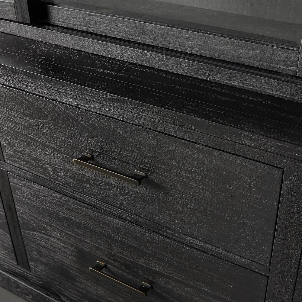 Tremont Large Modular Tall Cabinets Solid Wood  Bookcases with Sliding Glass Doors