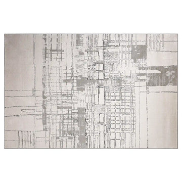 Xiangshe Layered Linear Abstract Neutral Area Rug with Deconstructed Sketch Style Carpet