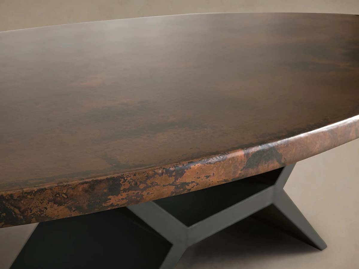 Recycled Metal Dining Table With Vertex Iron Base