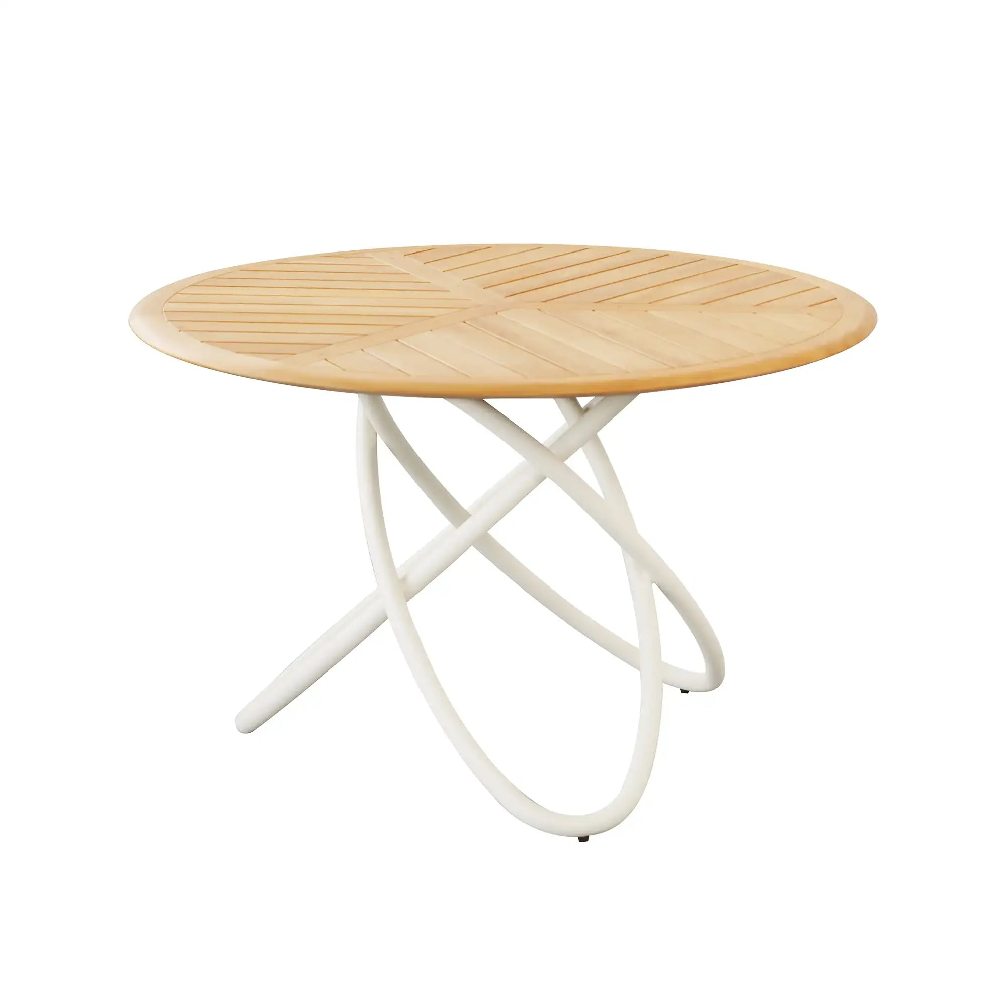Angel Aluminum Outdoor Dining Set with Round Teak Table Top