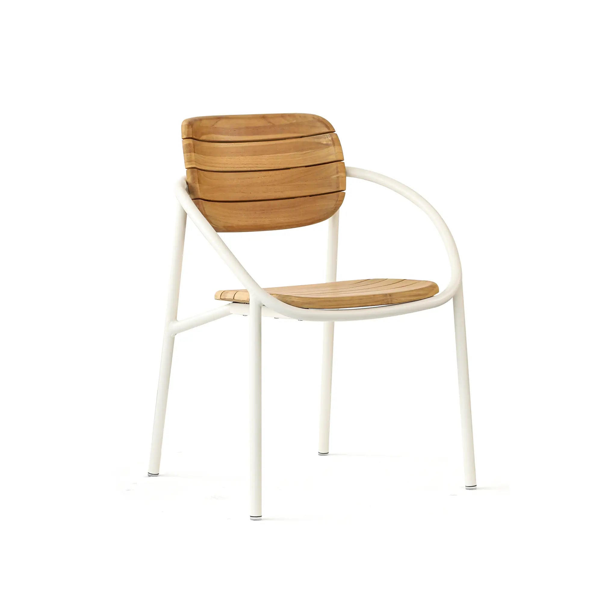 Angel Aluminum Outdoor Dining Set with Round Teak Table Top