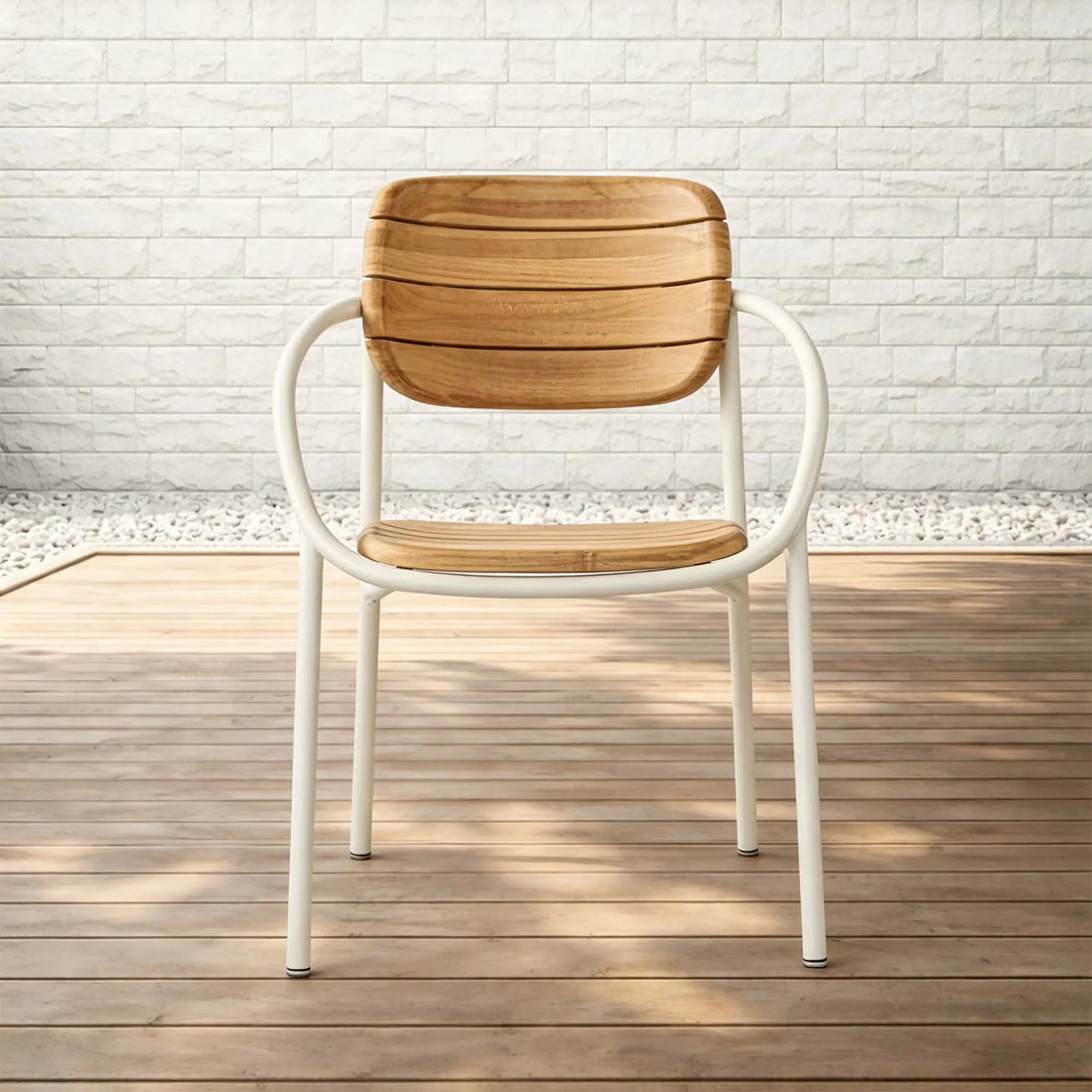 Angel Aluminum Outdoor Dining Set with Round Teak Table Top