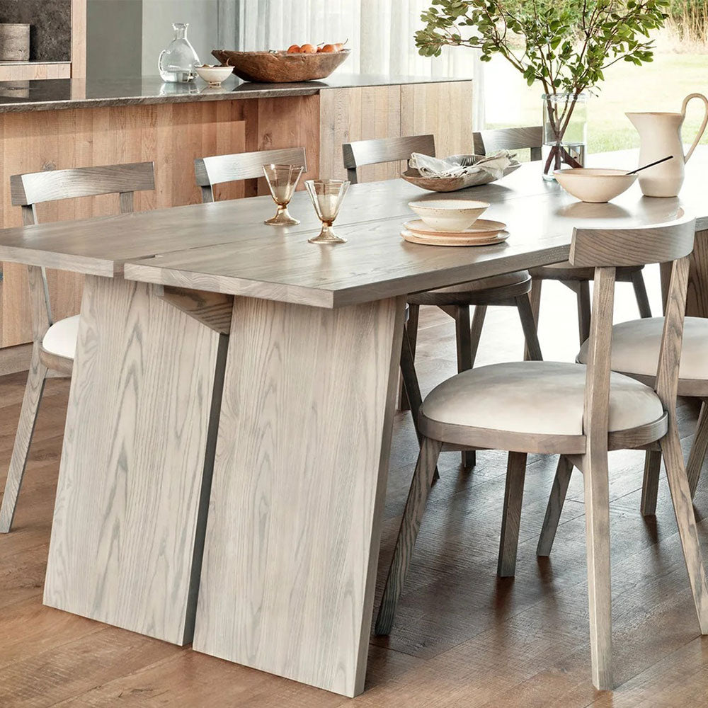 Carlisy Wood Rectangle Dining Table with Ash Wood Planks Top