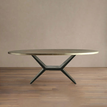 Recycled Metal Dining Table With Vertex Iron Base