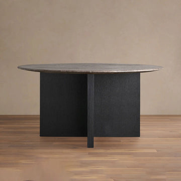 Saint Germain Round Marble Stone Dining Table With Clement Base