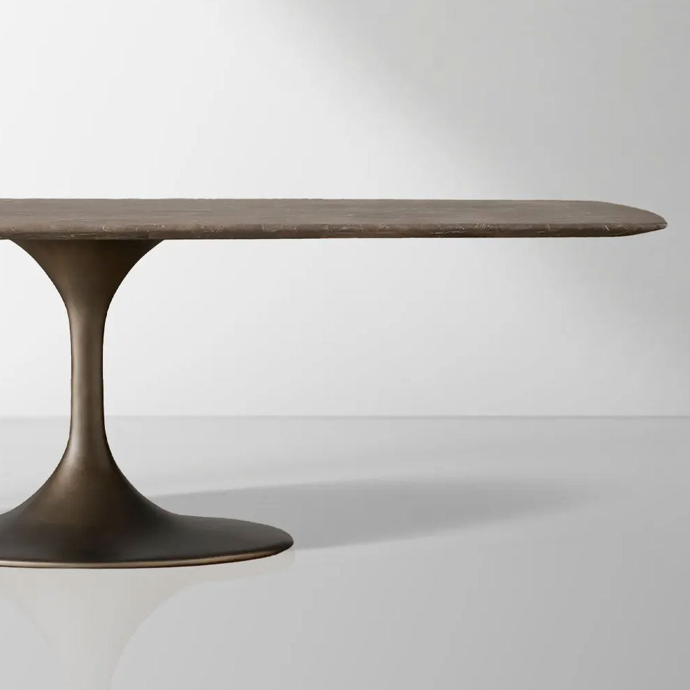 Aero Marble Stone Top Dining Table With Launette Steel Base Luxury Tulip Dining Table