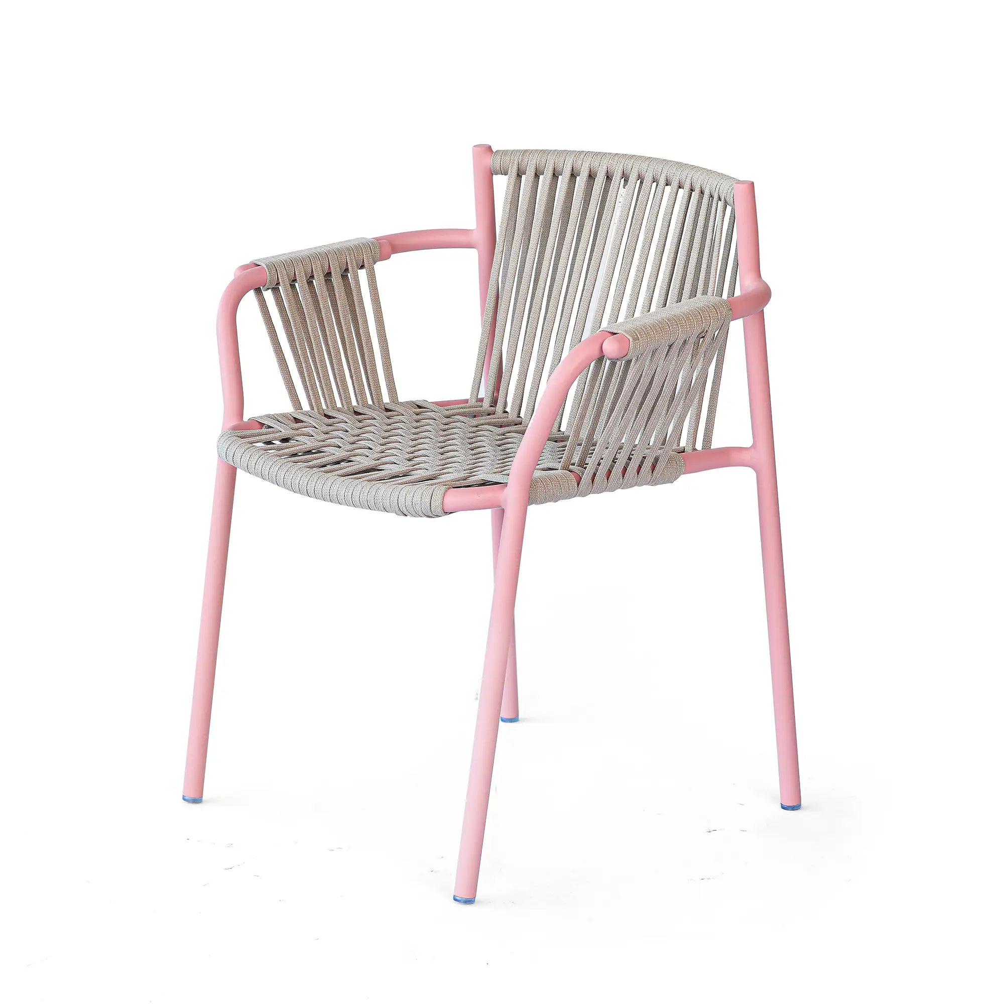 Avril Rope Accent Aluminum Outdoor Dining Chair in Flamingo Pink