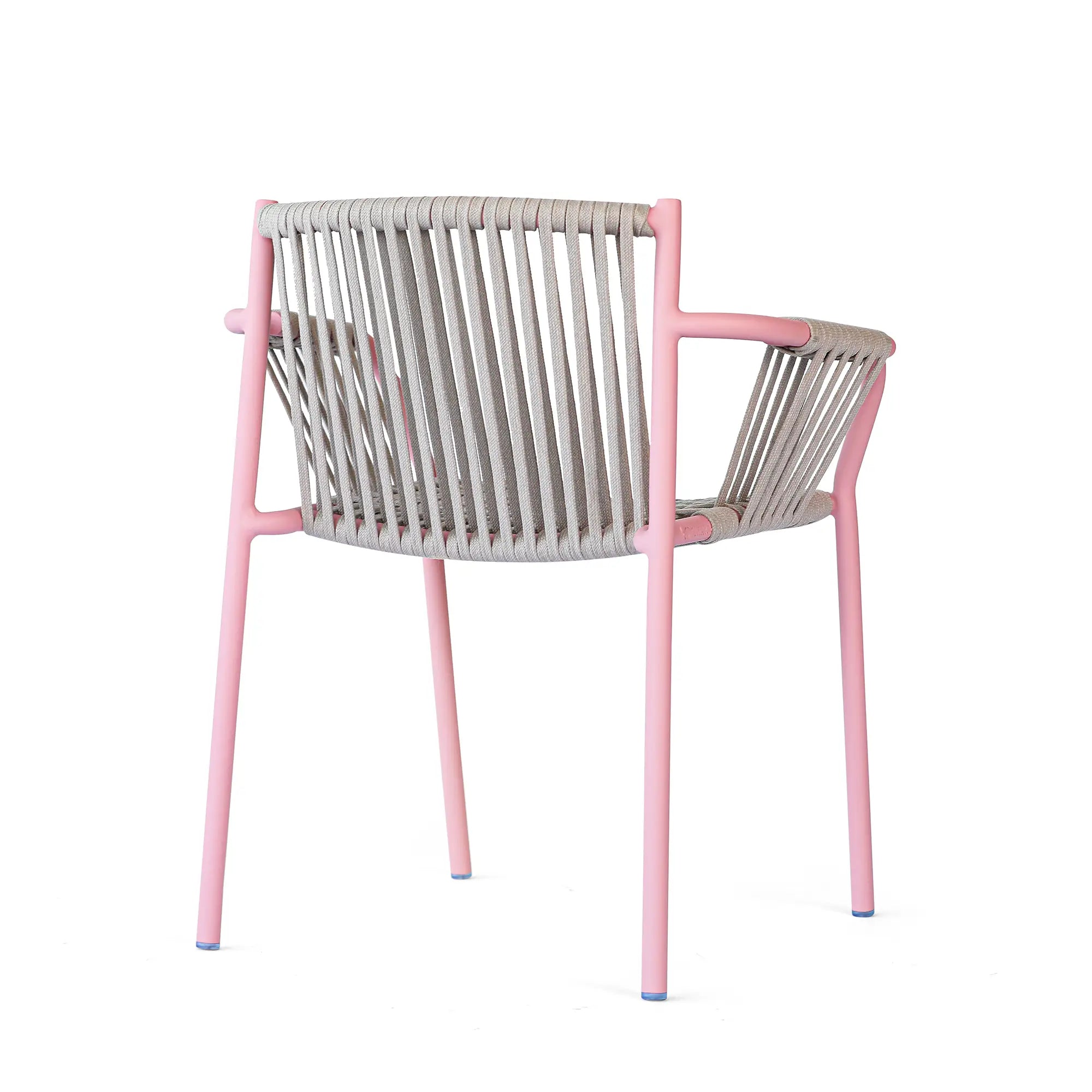 Avril Rope Accent Aluminum Outdoor Dining Chair in Flamingo Pink