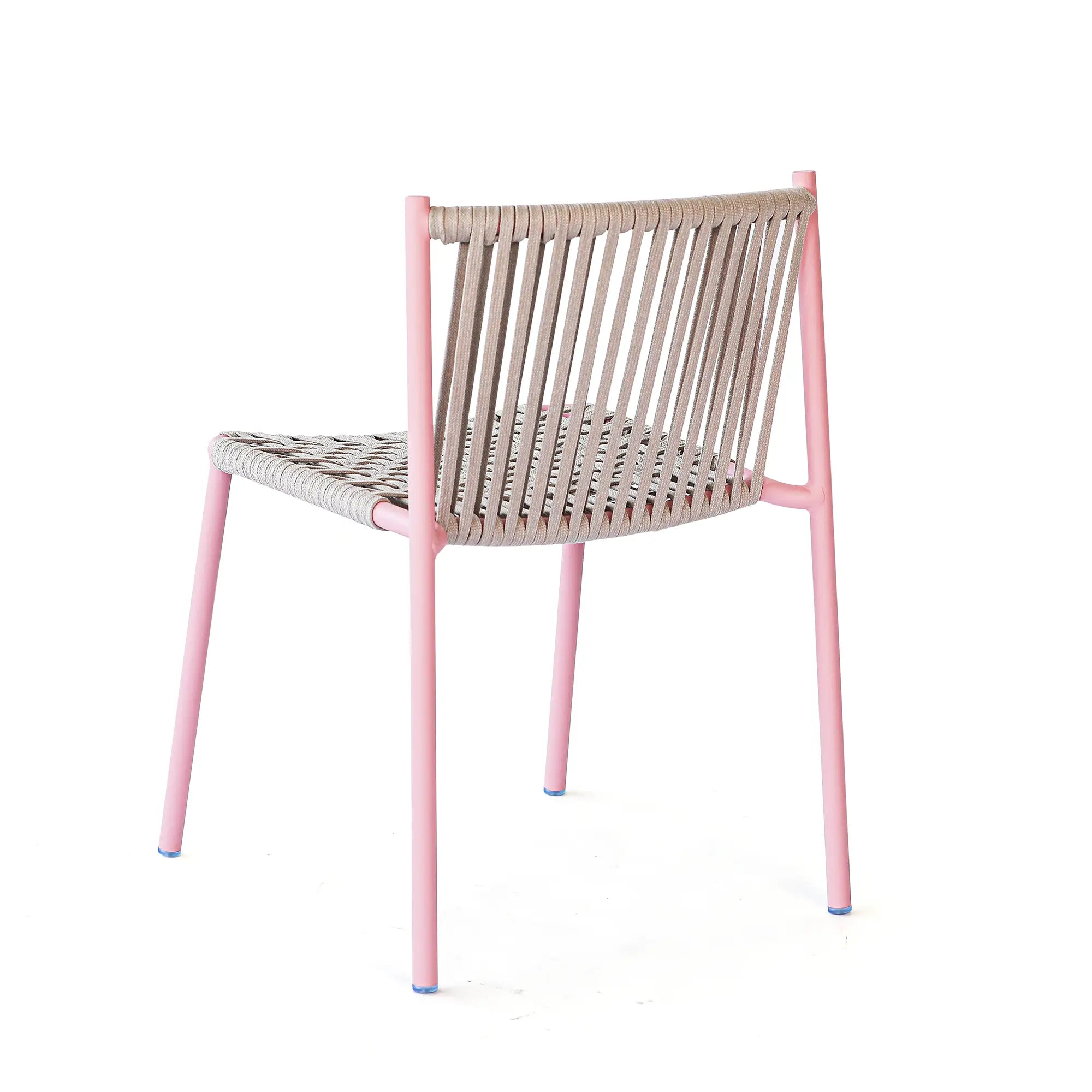 Avril Rope Accent Aluminum Outdoor Dining Chair in Flamingo Pink