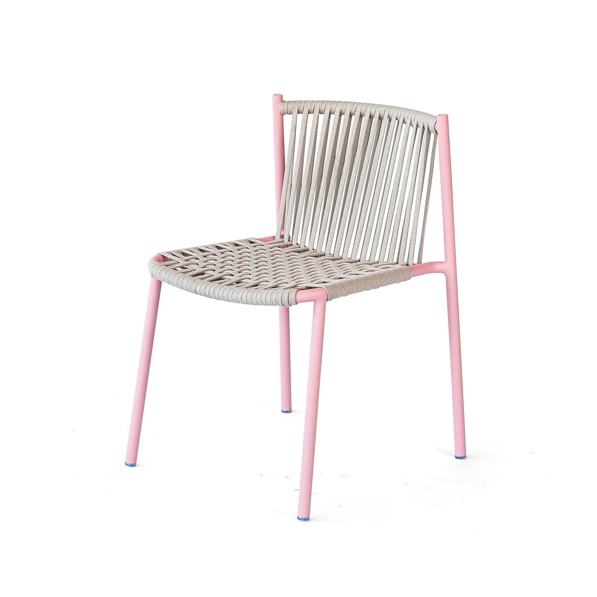 Avril Rope Accent Aluminum Outdoor Dining Chair in Flamingo Pink