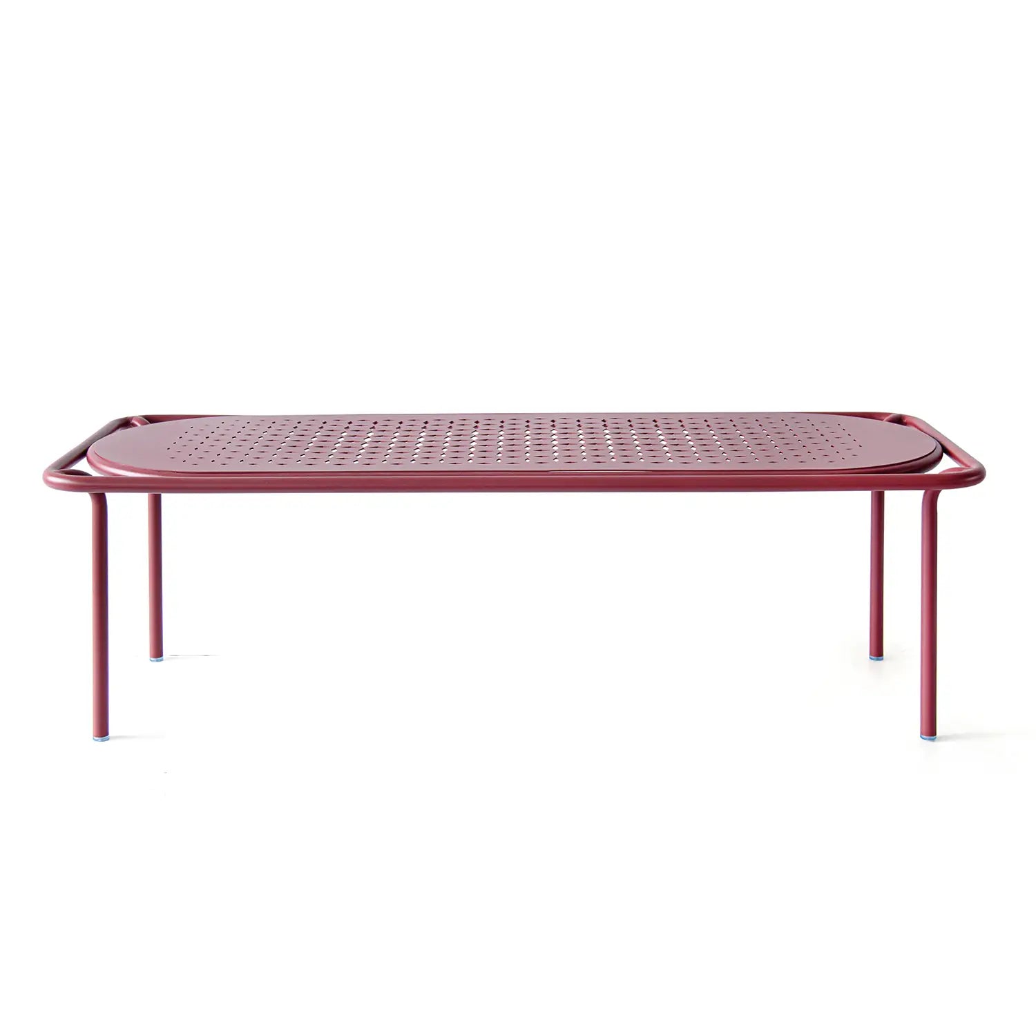Avril Aluminum Outdoor Coffee Table with Perforated Top in Sand Surface Red