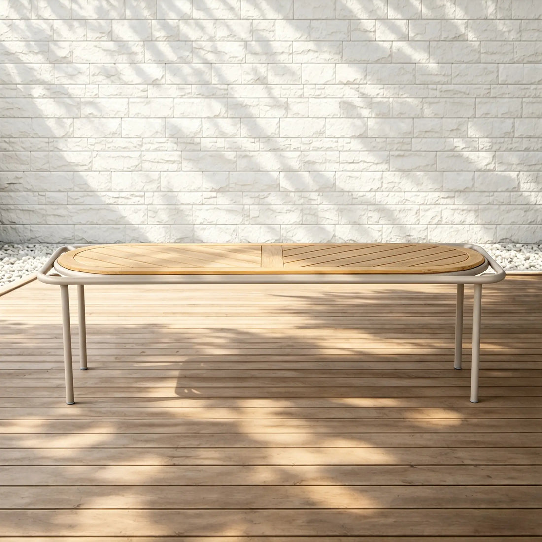 Avril Aluminum Outdoor Coffee Table with Teak Top