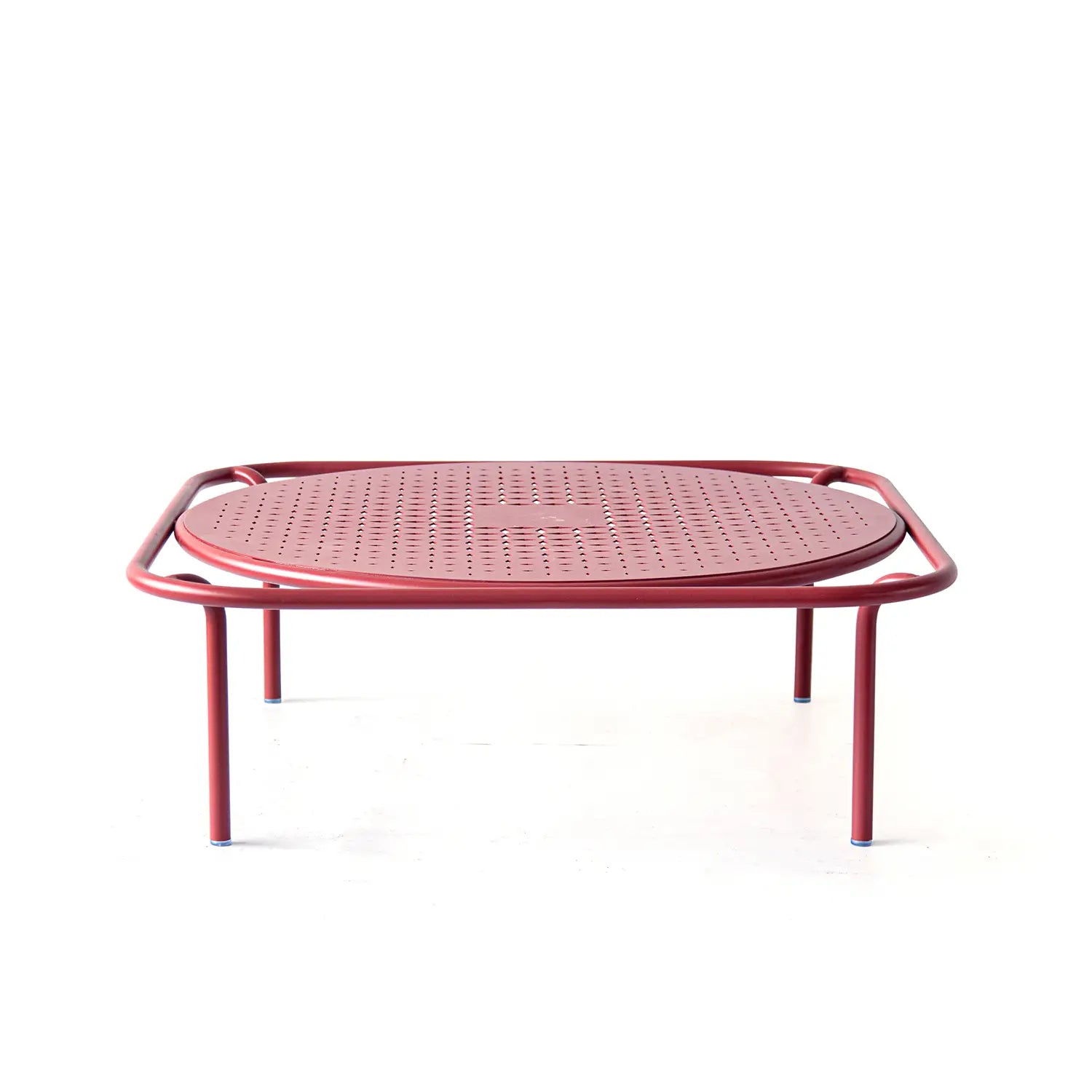 Avril Aluminum Outdoor Coffee Table with Perforated Top in Sand Surface Red