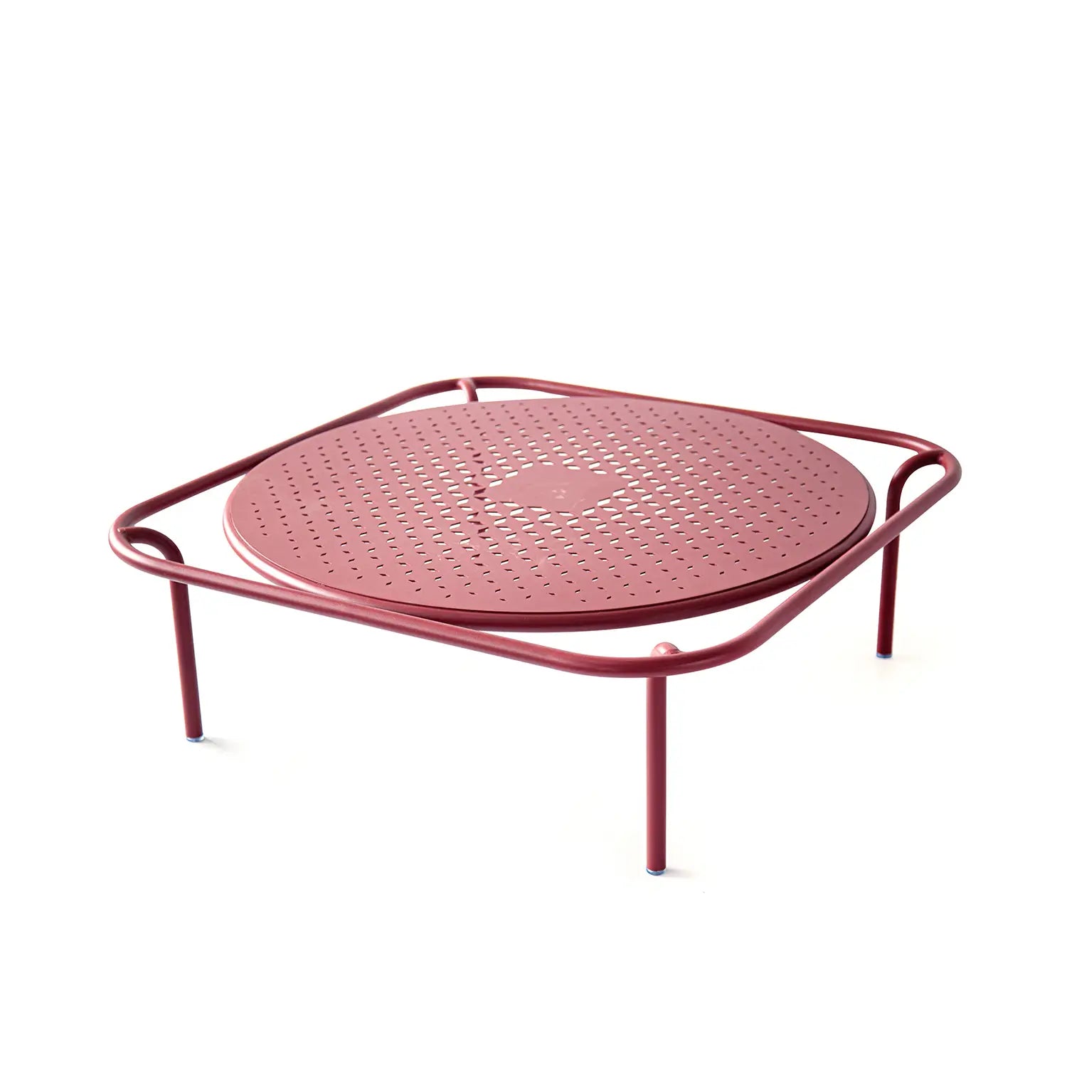 Avril Aluminum Outdoor Coffee Table with Perforated Top in Sand Surface Red