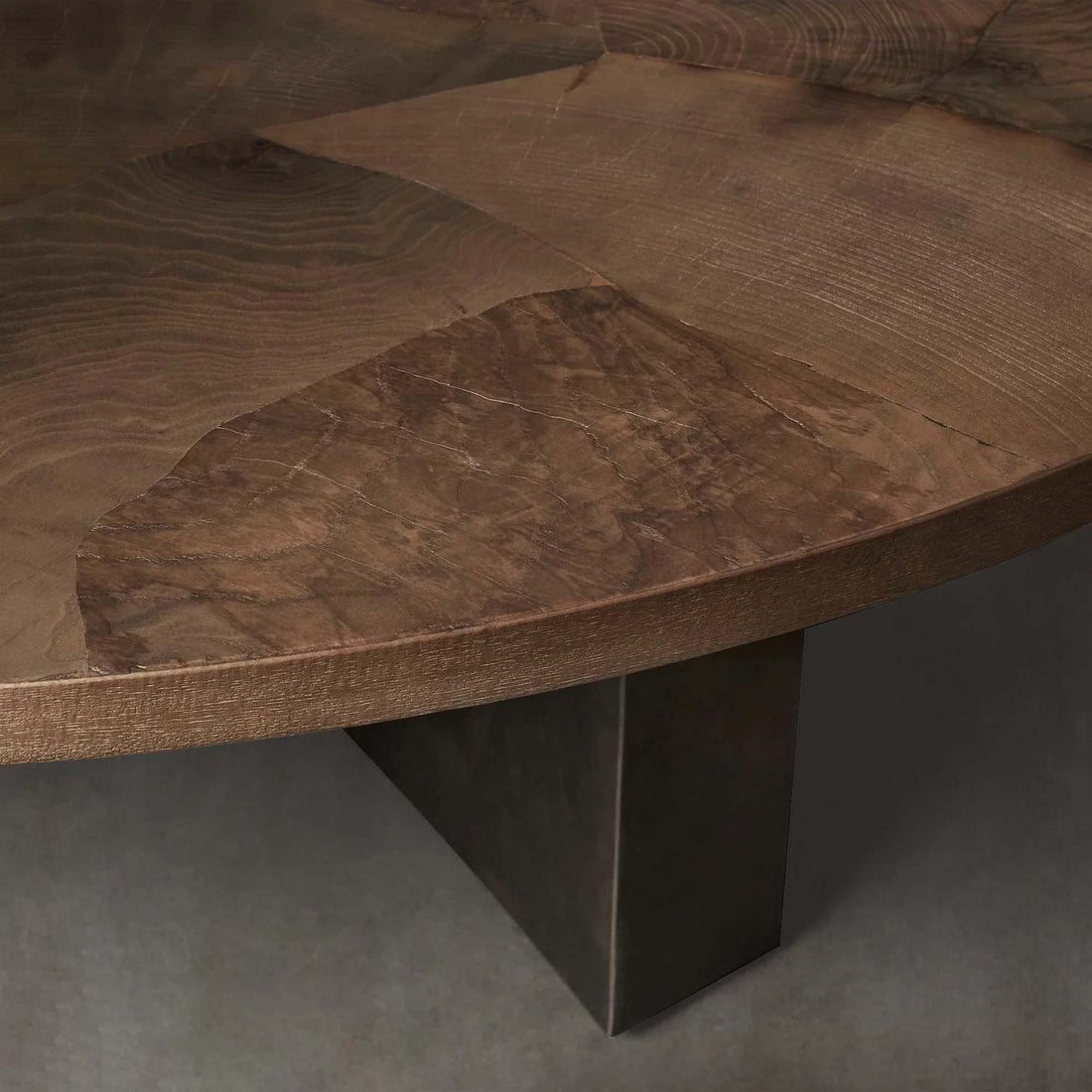 Pola Wood Round Coffee Table Wabi-Sabi Living Room Center Tea Table