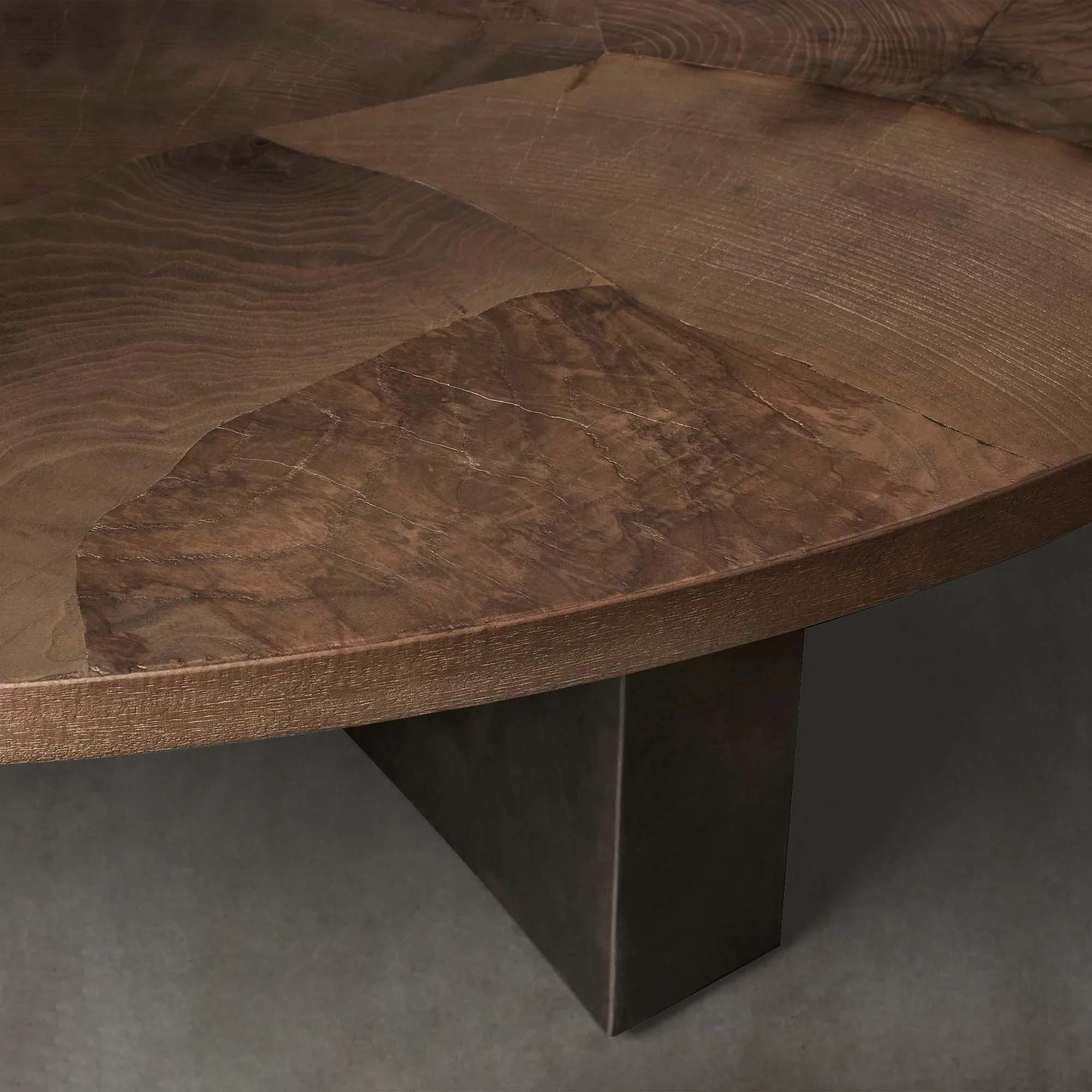 Pola Wood Round Coffee Table Wabi-Sabi Living Room Center Tea Table