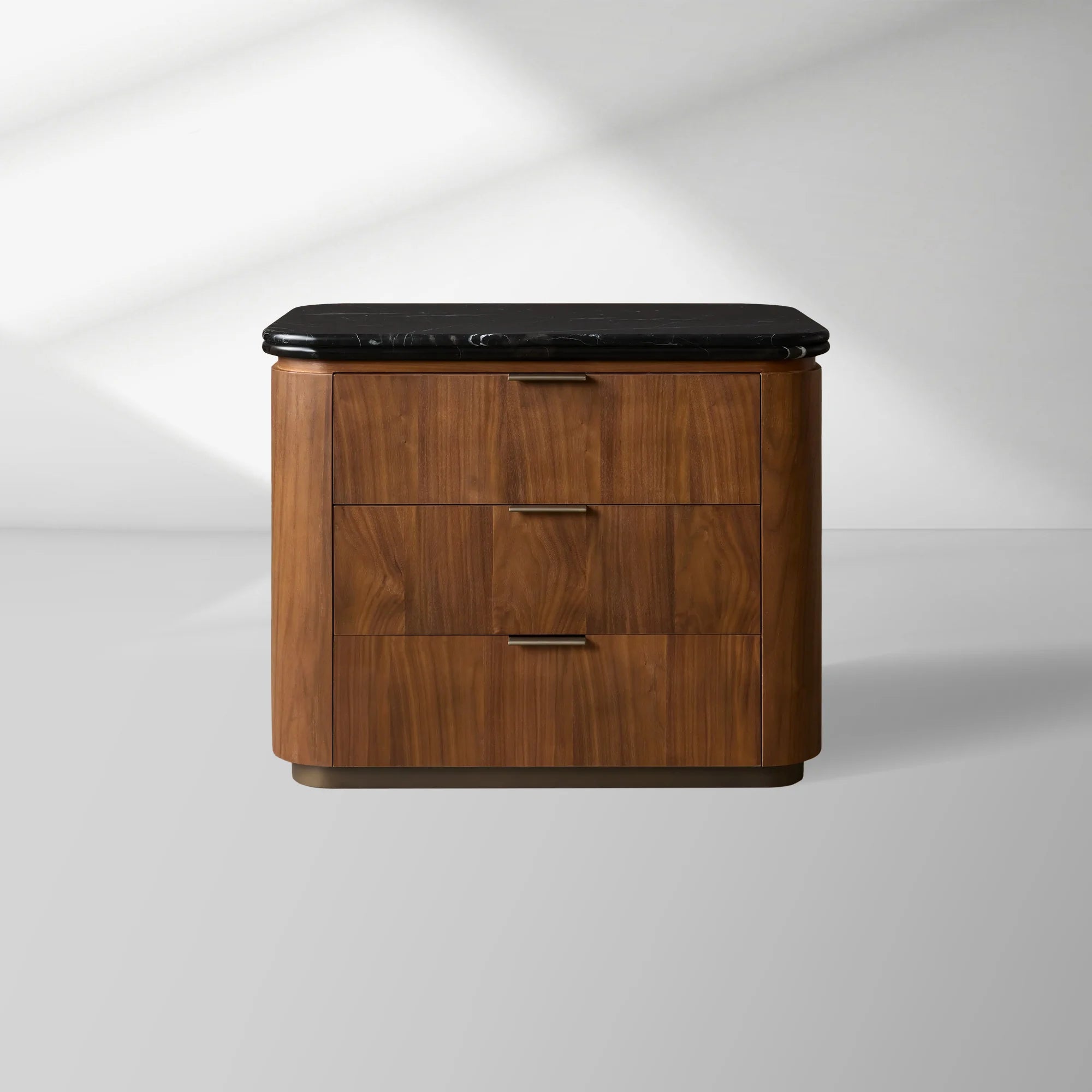 Caden Nightstand in Walnut with Stone Top and Soft-Close Drawer